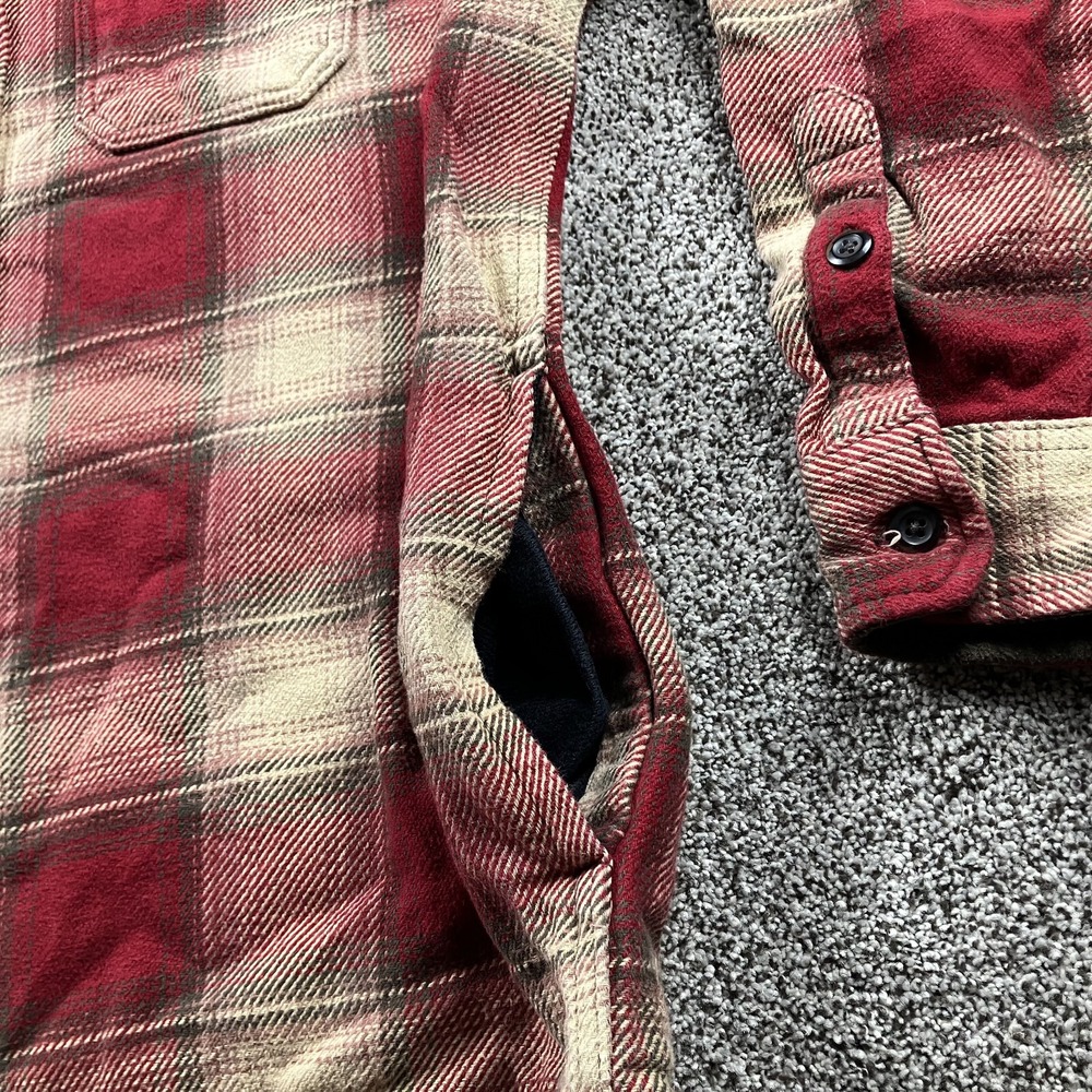 ORVIS Shirt Large Heavy Perfect Flannel Jacket Plaid Shacket Side Pockets - Picture 4 of 11
